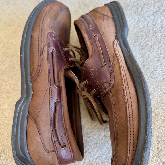 DR SCHOLLS MEN'S DK BROWN LEATHER  BOAT SHOE LACE UP SZ 13 M - Picture 3 of 7